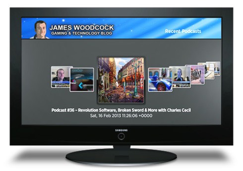 James Woodcock's Podcast accessible on a Roku device through a TV