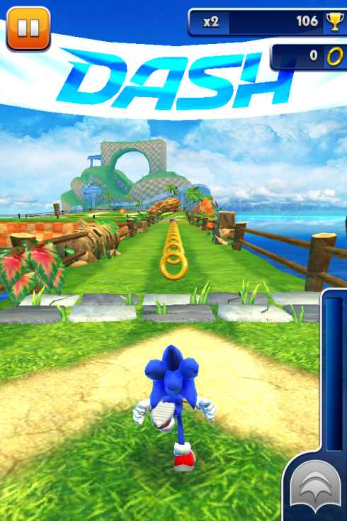 Playing a game at home with Sonic Dash for iOS