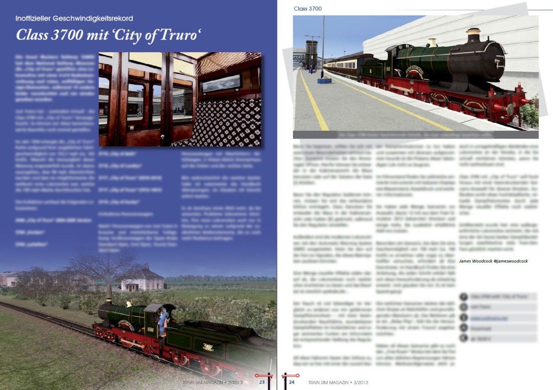 Class 3700 'City of Truro' Review featured in Train Sim Magazin