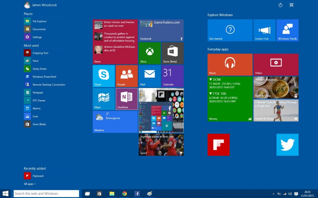 Windows 10 Start Menu Stretched